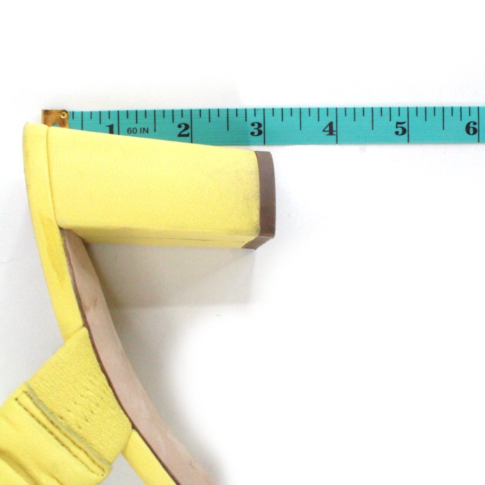 STAUD Frankie Ruched Leather Heeled Sandals Mules Wallflower Yellow EU 40 US 10 - Picture 12 of 15